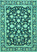 Machine Washable Persian Turquoise Traditional Area Rugs, wshtr4553turq