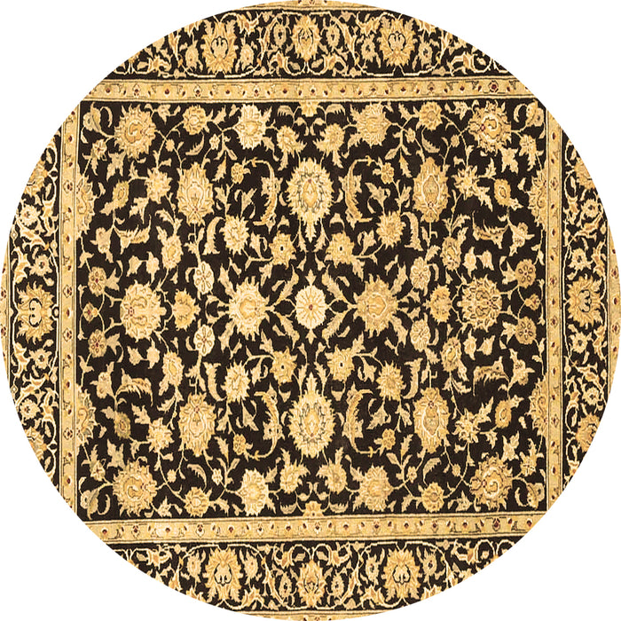 Round Persian Brown Traditional Rug, tr4553brn