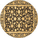 Round Persian Brown Traditional Rug, tr4553brn
