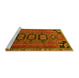 Sideview of Machine Washable Persian Yellow Traditional Rug, wshtr4554yw