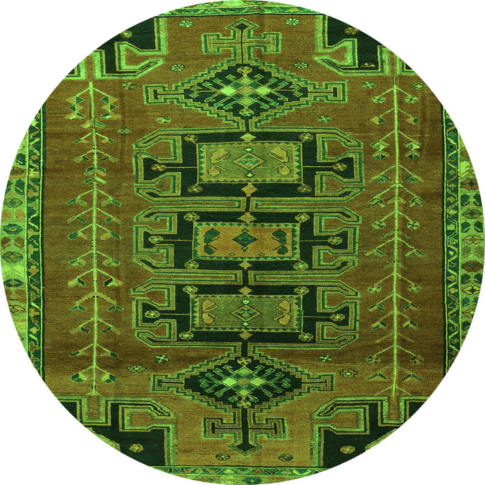 Square Persian Green Traditional Rug, tr4554grn