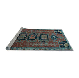 Sideview of Machine Washable Persian Light Blue Traditional Rug, wshtr4554lblu