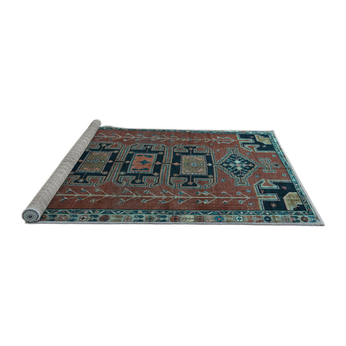 Sideview of Machine Washable Persian Light Blue Traditional Rug, wshtr4554lblu