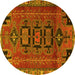 Round Persian Yellow Traditional Rug, tr4554yw