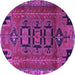 Round Machine Washable Persian Purple Traditional Area Rugs, wshtr4554pur