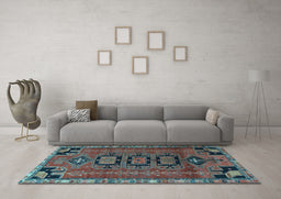 Machine Washable Persian Light Blue Traditional Rug in a Living Room, wshtr4554lblu