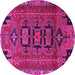 Round Persian Pink Traditional Rug, tr4554pnk