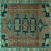 Square Persian Turquoise Traditional Rug, tr4554turq