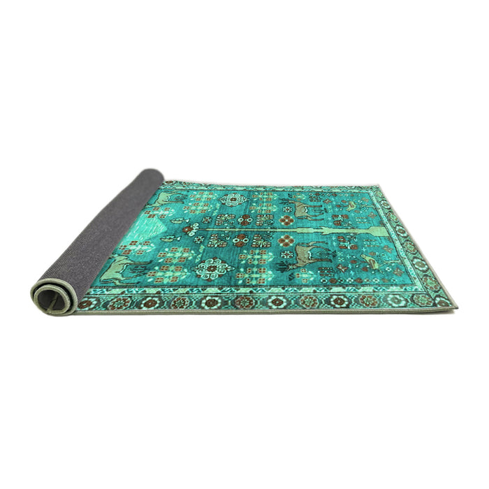 Sideview of Persian Turquoise Traditional Rug, tr4555turq