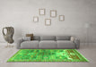 Machine Washable Persian Green Traditional Area Rugs in a Living Room,, wshtr4555grn