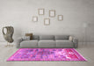 Machine Washable Persian Pink Traditional Rug in a Living Room, wshtr4555pnk