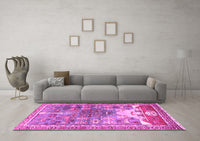 Machine Washable Persian Pink Traditional Rug, wshtr4555pnk