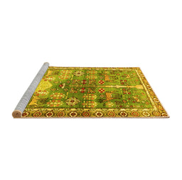 Sideview of Machine Washable Persian Yellow Traditional Rug, wshtr4555yw