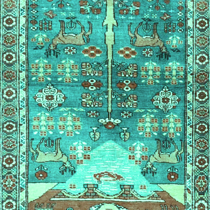 Machine Washable Persian Turquoise Traditional Area Rugs, wshtr4555turq
