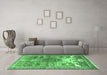 Machine Washable Persian Emerald Green Traditional Area Rugs in a Living Room,, wshtr4555emgrn