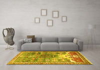 Machine Washable Persian Yellow Traditional Rug, wshtr4555yw