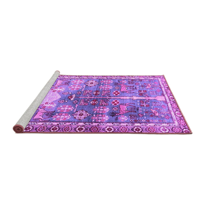 Sideview of Machine Washable Persian Purple Traditional Area Rugs, wshtr4555pur