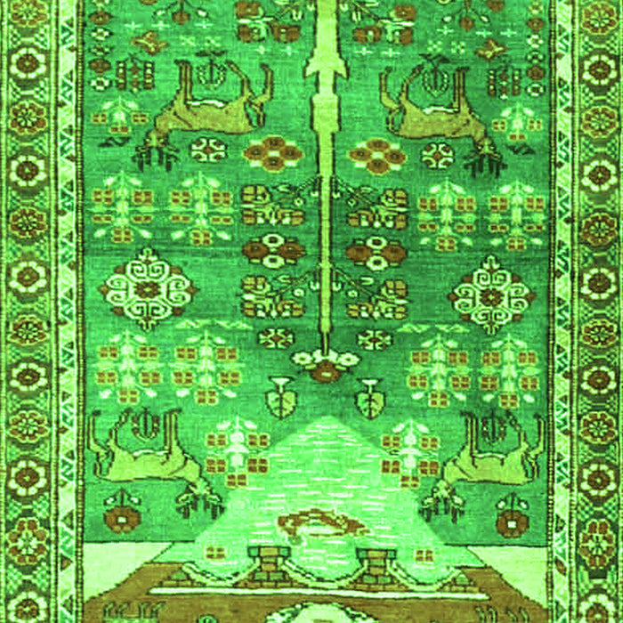 Serging Thickness of Machine Washable Persian Green Traditional Area Rugs, wshtr4555grn