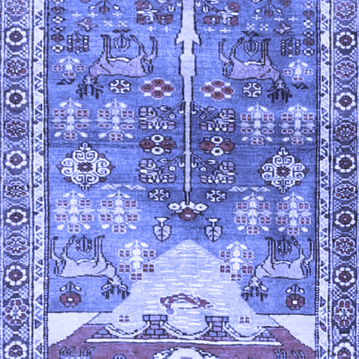 Machine Washable Persian Blue Traditional Rug, wshtr4555blu