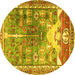 Round Persian Yellow Traditional Rug, tr4555yw