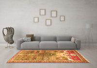 Machine Washable Persian Orange Traditional Rug, wshtr4555org