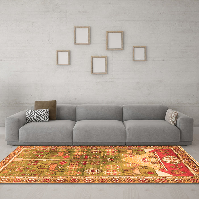 Machine Washable Persian Orange Traditional Area Rugs in a Living Room, wshtr4555org
