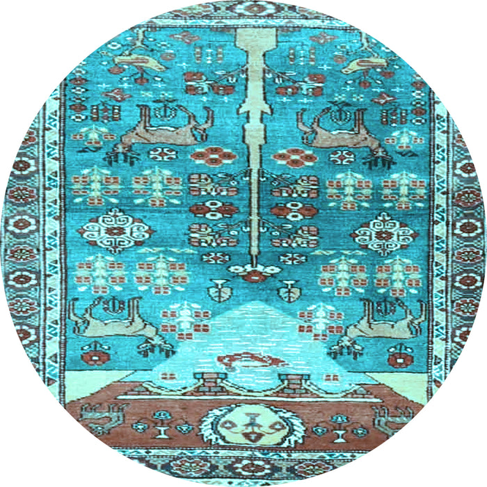 Round Persian Light Blue Traditional Rug, tr4555lblu