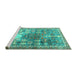 Sideview of Machine Washable Persian Turquoise Traditional Area Rugs, wshtr4555turq