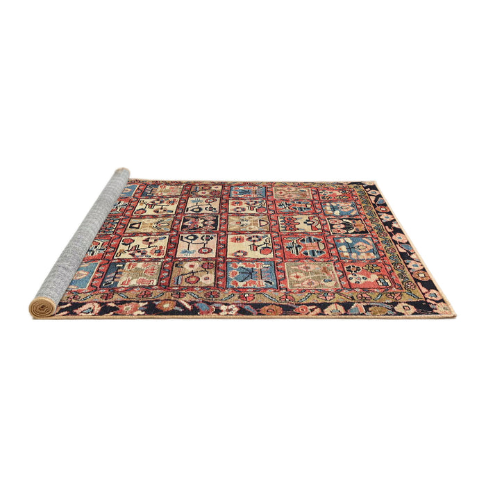 Sideview of Machine Washable Traditional Brown Red Rug, wshtr4556