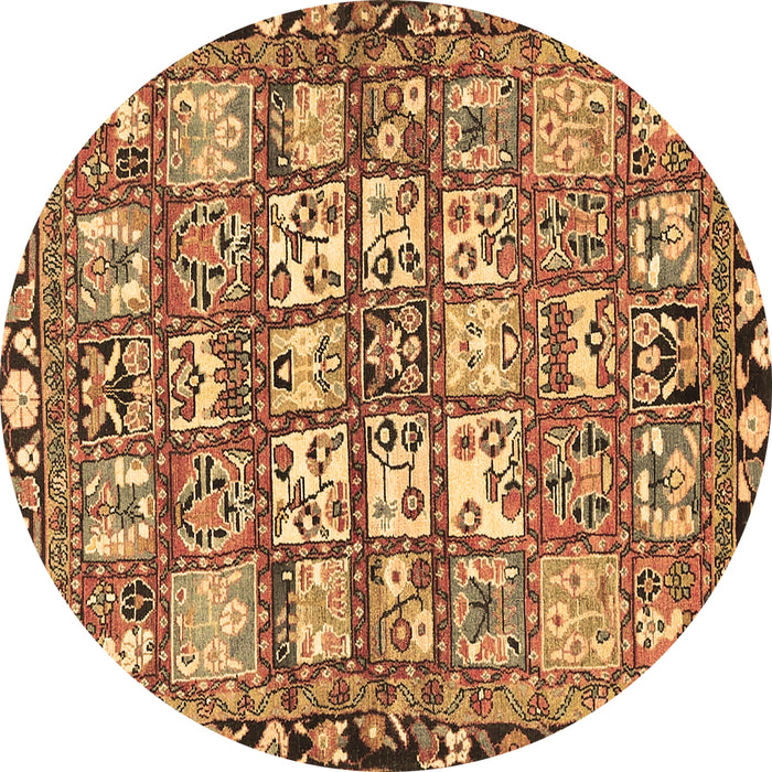 Round Persian Brown Traditional Rug, tr4556brn