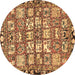 Round Machine Washable Persian Brown Traditional Rug, wshtr4556brn