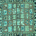 Square Machine Washable Persian Turquoise Traditional Area Rugs, wshtr4556turq