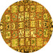 Round Machine Washable Persian Yellow Traditional Rug, wshtr4556yw