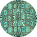 Round Machine Washable Persian Turquoise Traditional Area Rugs, wshtr4556turq