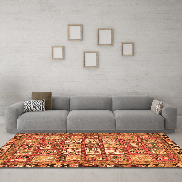 Machine Washable Persian Orange Traditional Area Rugs in a Living Room, wshtr4556org