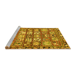Sideview of Machine Washable Persian Yellow Traditional Rug, wshtr4556yw