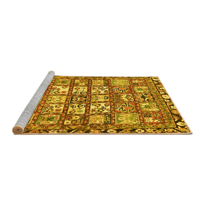 Sideview of Machine Washable Persian Yellow Traditional Rug, wshtr4556yw