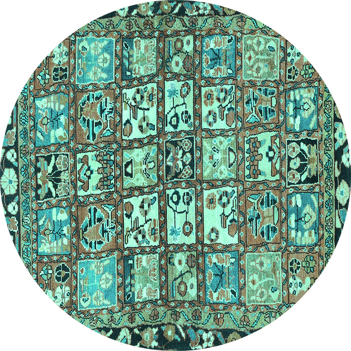 Round Persian Turquoise Traditional Rug, tr4556turq