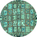 Round Persian Turquoise Traditional Rug, tr4556turq