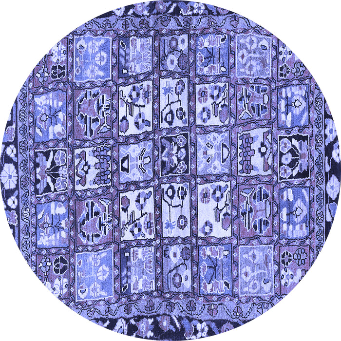 Round Machine Washable Persian Blue Traditional Rug, wshtr4556blu