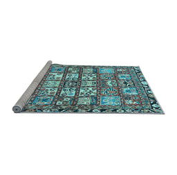 Sideview of Machine Washable Persian Light Blue Traditional Rug, wshtr4556lblu