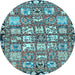 Round Persian Light Blue Traditional Rug, tr4556lblu