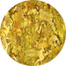 Round Animal Yellow Traditional Rug, tr4557yw