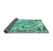 Sideview of Animal Turquoise Traditional Rug, tr4557turq