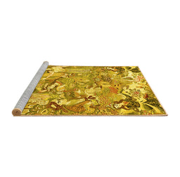 Sideview of Machine Washable Animal Yellow Traditional Rug, wshtr4557yw