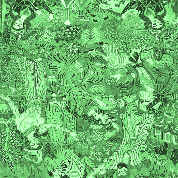 Animal Emerald Green Traditional Rug, tr4557emgrn