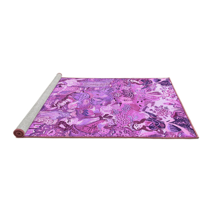 Sideview of Machine Washable Animal Purple Traditional Area Rugs, wshtr4557pur