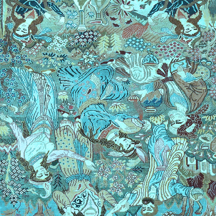 Machine Washable Animal Light Blue Traditional Rug, wshtr4557lblu
