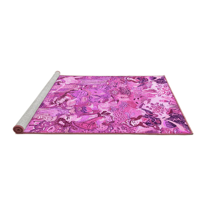 Sideview of Machine Washable Animal Pink Traditional Rug, wshtr4557pnk