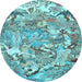 Round Animal Light Blue Traditional Rug, tr4557lblu